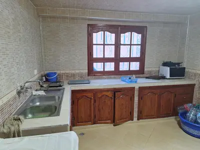a kitchen with a sink and a window at charming place in Marrakech