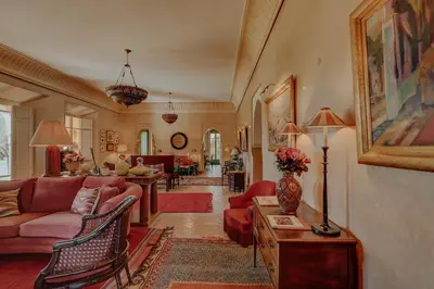 a living room with a couch and a table at Casa Memoria Marrakech in Marrakech
