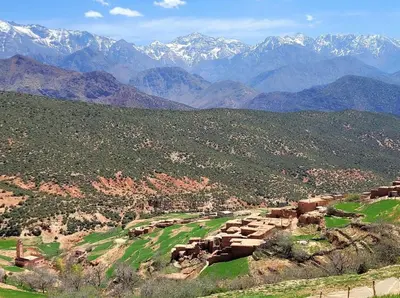 a view of a valley with mountains in the background at Atlas Mountains 3 Valleys Experience All-Inclusive Private Tour from Marrakesh in Marrakech