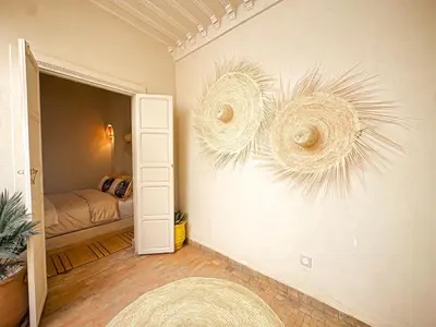a room with a heart mural on the wall at Riad Medina Luxury Charm in Marrakech