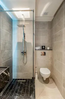 a bathroom with a shower and a toilet at Le Lotus - Piscine intérieur et extérieur - Wifi - Fitness in Marrakech