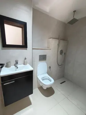 a bathroom with a toilet and a sink and a shower at Appartement a Menara garden in Marrakech