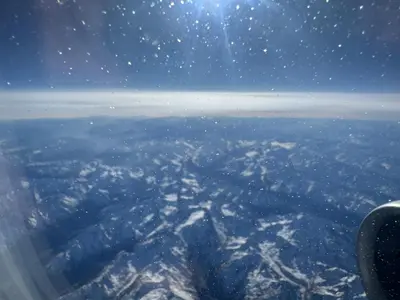 a view of the earth from an airplane window at Appartement hivernage in Marrakech