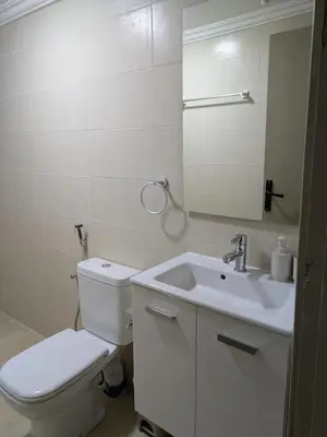 a white bathroom with a toilet and a sink at Majorelle Terracotta Spa in Marrakech