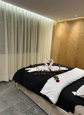 a bedroom with a bed with a weddingvisor on it at Apartment in heart of Marrakech near Guéliz & Medina in Marrakech
