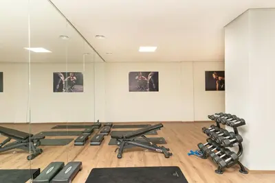 a gym with several pilates equipment in a room at Home Holiday pool-Guéliz, Marrakech in Marrakech