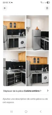 a collage of four pictures of a kitchen at Appartement 2 Chambres Marrakech Targa Parking WiFi in Marrakech