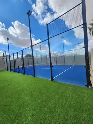 a batting cage on a tennis court at Luxury Villa with No Overlooking 15 min from Marrakech in Marrakech