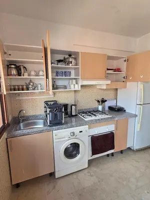 a kitchen with a sink and a washing machine at apartt le Palmier de Guéliz in Marrakech