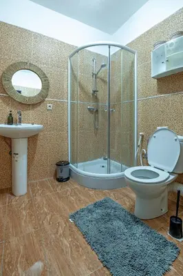 a bathroom with a shower and a toilet and a sink at Dar Joud in Marrakech