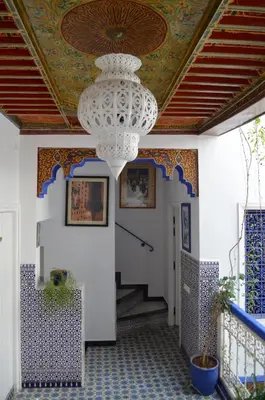a chandelier hanging from the ceiling of a building at Riad Hôtel Essaouira in Marrakech