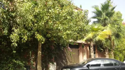 a black car parked next to a tree at Villa Annakhil in Marrakech