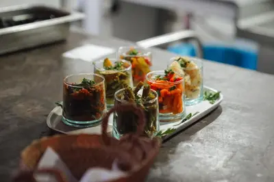 a tray of different types of food on a table at La Ferme Medina in Marrakech