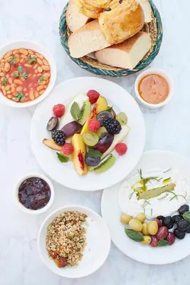 a group of plates of food on a table at Riad O in Marrakech