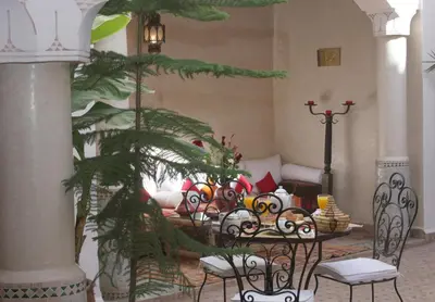 a room with a table with decorations on it at Riad Cannelle in Marrakech
