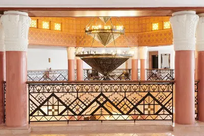 a lobby with a chandelier in a building at Iberostar Waves Club Palmeraie Marrakech All Inclusive in Marrakech