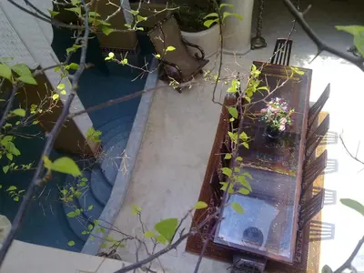 an overhead view of a planter with a plant in it at Riad Lorsya in Marrakech