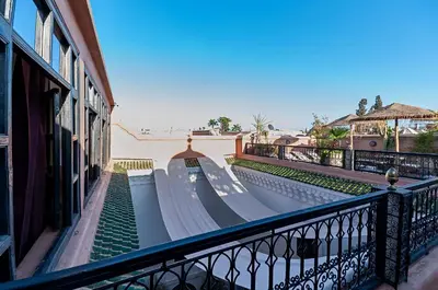 a skateboard ramp on a balcony of a building at Riad Dar Nadwa in Marrakech