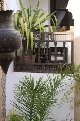 a planter on a wall with plants in it at Riad Mur Akush in Marrakech