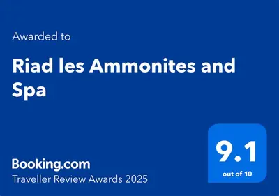 a blue rectangle with the words raid lessammites and srra on it at Riad les Ammonites and Spa in Marrakech