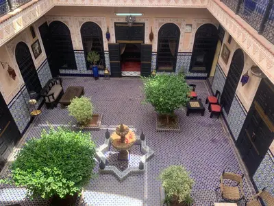 an overhead view of a courtyard in a building at Riad Lalla Khiti in Marrakech