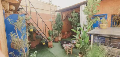 a balcony with a bunch of potted plants at Be Nomad in Marrakech