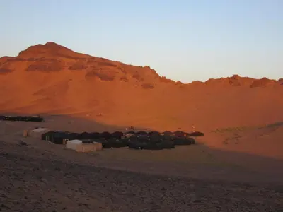 a group of animals in the desert near a mountain at Riad AZARO in Marrakech