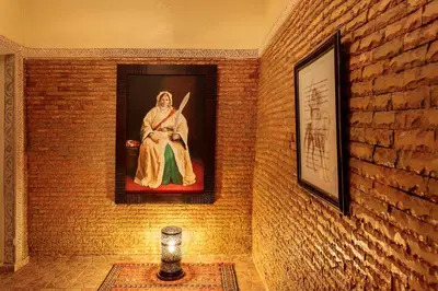 a room with a painting of a nun on a wall at Riad La Kahana in Marrakech