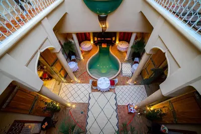 an overhead view of a pool in a building at MAISON MK Adults ONLY - Music Riad in Marrakech