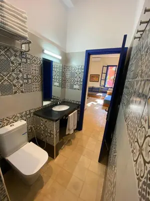 a bathroom with a toilet and a sink at Comfy Colonial Apartments in Marrakech