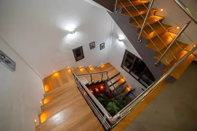 an overhead view of a staircase in a building at Villa Arabic House Pool & SPA, Marrakech in Marrakech