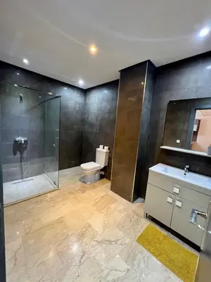 a bathroom with a shower and a toilet and a sink at Appartement chambre salon centre de Gueliz 22 in Marrakech