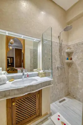 a bathroom with a sink and a shower at Palais Tara & Spa in Marrakech