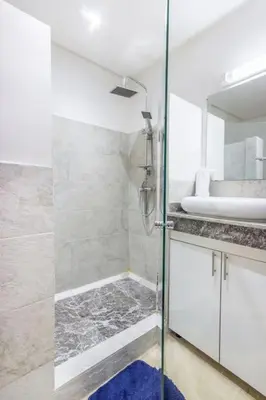a bathroom with a shower and a sink at NEW! Plein Gueliz, terrasse, wifi in Marrakech