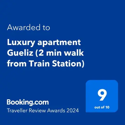 a screenshot of a cell phone with the text awarded to luxury apartment guillemot at Luxury apartment Gueliz (2 min walk from Train Station) in Marrakech