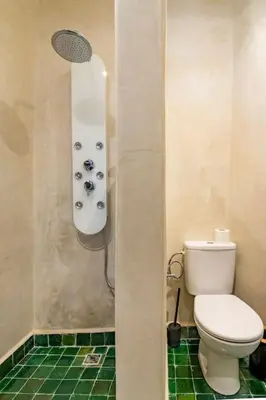a bathroom with a toilet and a shower at Maison Meurisse Marrakech in Marrakech