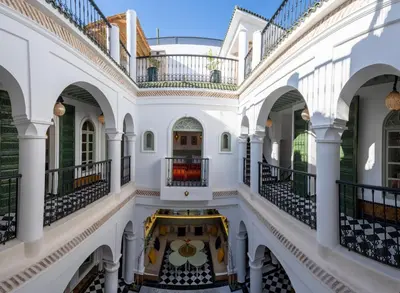 a view of the inside of a building at Riad Espoir Spa Logement entier in Marrakech