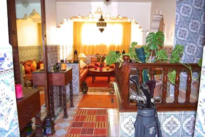 a living room with a couch and a table at Chez Peyo in Marrakech