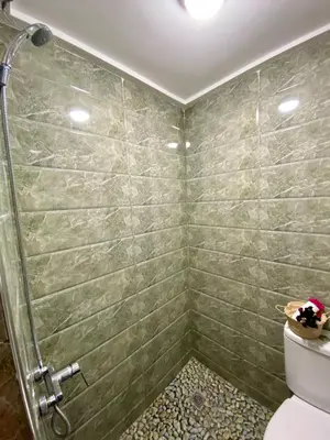 a bathroom with a shower and a toilet at Riad Dar IMANE in Marrakech