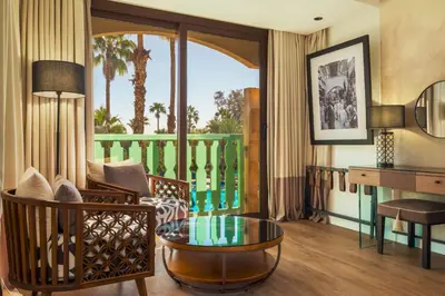 a living room with a view of the ocean at Le Meridien N'fis in Marrakech