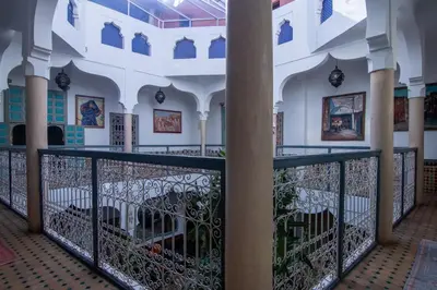 a view of the inside of a building with pillars at Riad Zinoun & Spa 11 Rooms in Marrakech